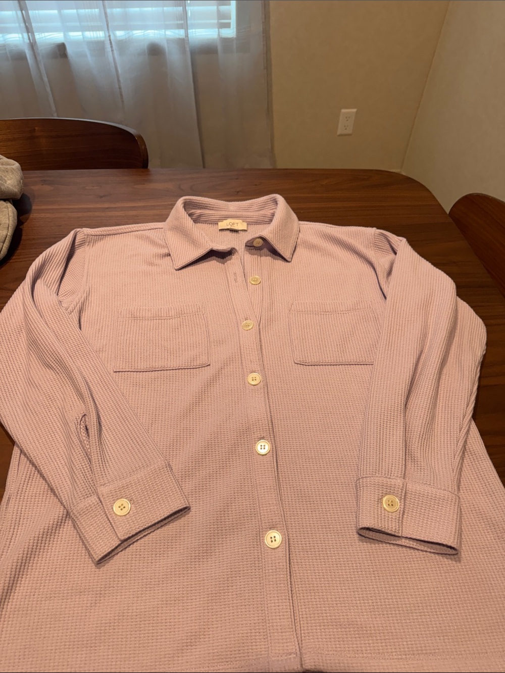 Loft waffle knit button down